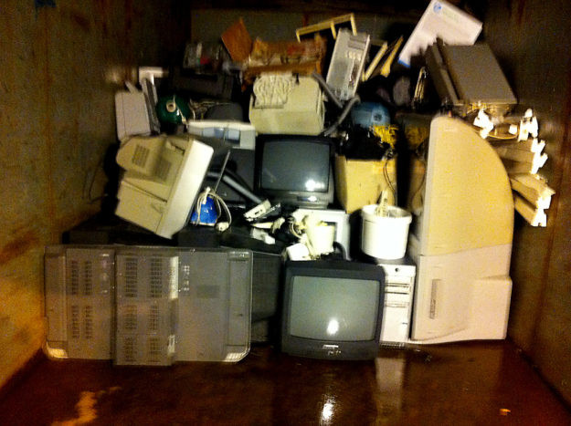 Berlin recycling: computers, electronics, TV sets, electriv devices, trash