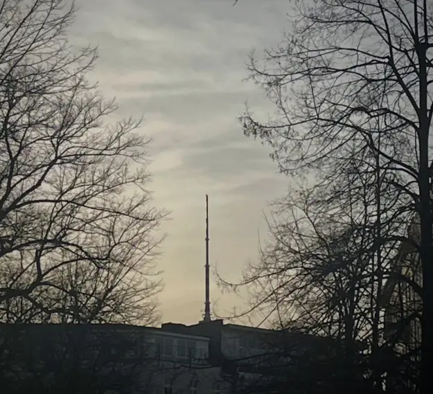 Berlin winter view with silhouettes